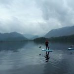 Paddleboarders Touring down Derwentwater in lake District