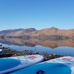 Paddleboards in Calfclose bay on perfect winters day